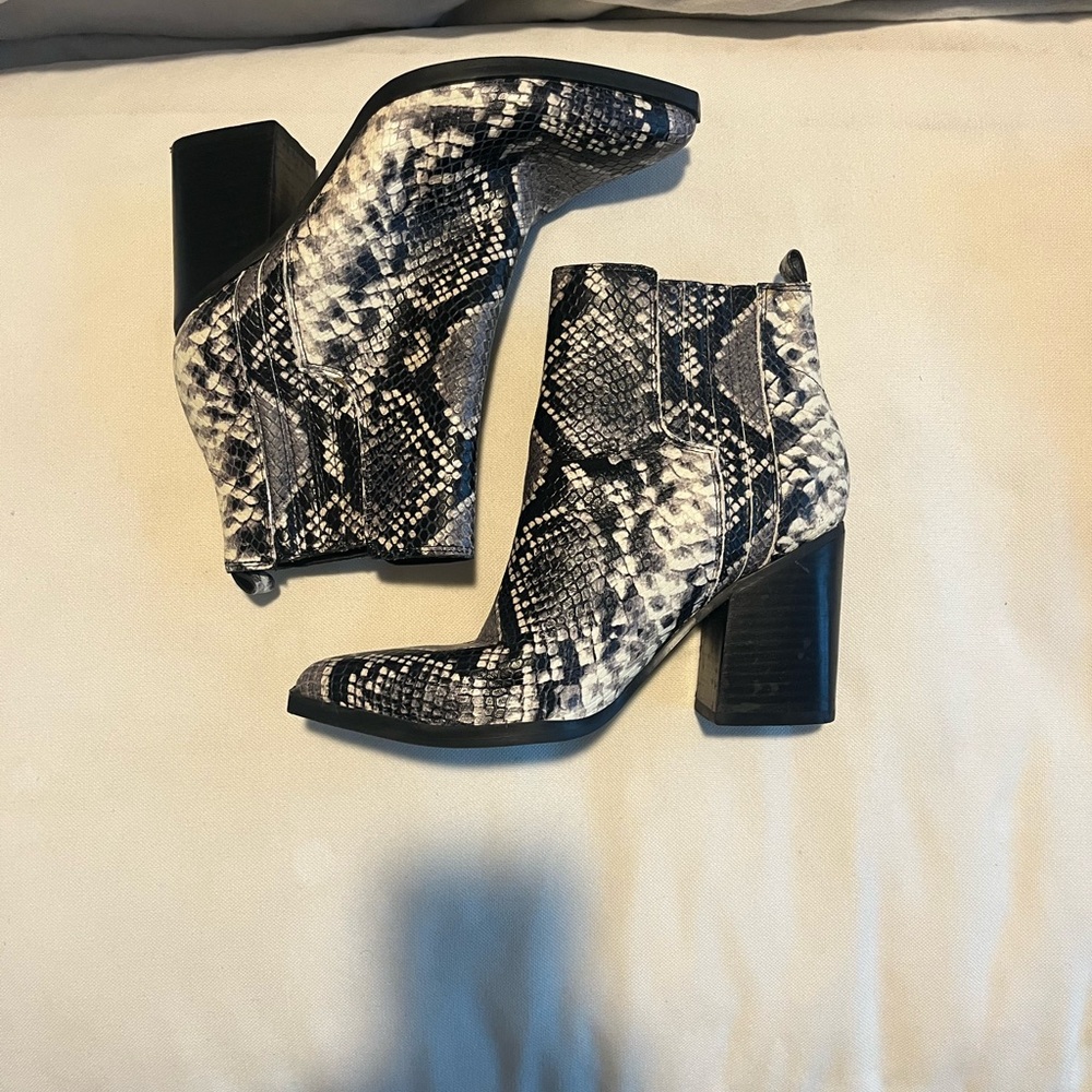 Marc Fisher Snakeskin Ankle Boots - Black and White - Picture 2 of 4